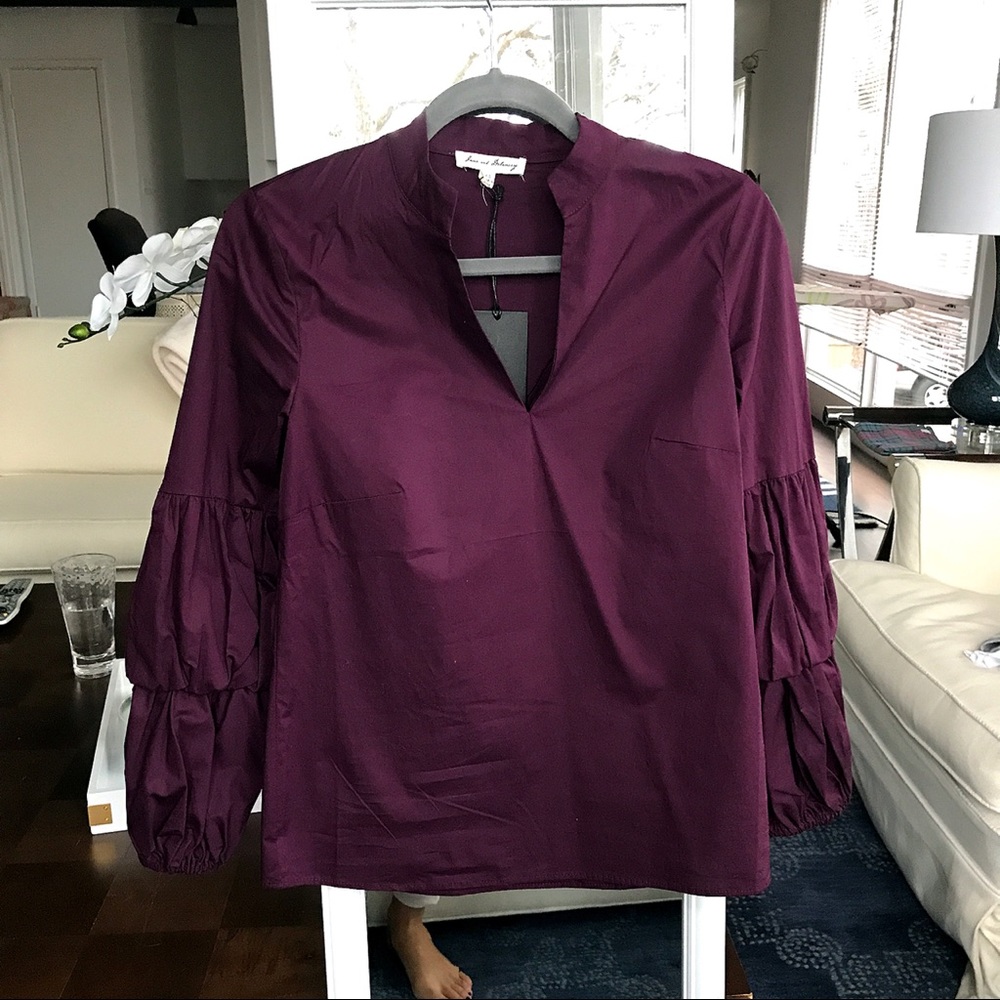Burgundy Ruffled Sleeve Top - Picture 3 of 6
